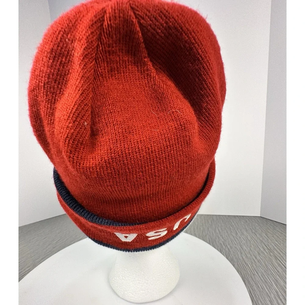 US Men's National SOCCER KNIT Beanie Hat: RED WHITE AND BLUE‎ Embroidered USA